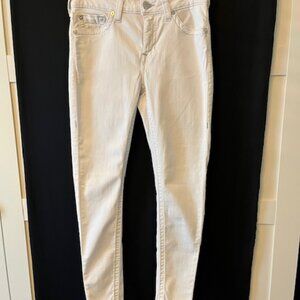 True Religion White Cotton Blend Mid-Rise Skinny Jeans